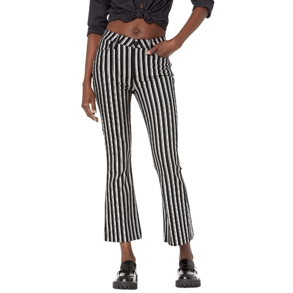 Paige Colette High-Rise Crop Flare Silver Stripe Jeans size 25 - Picture 2 of 13